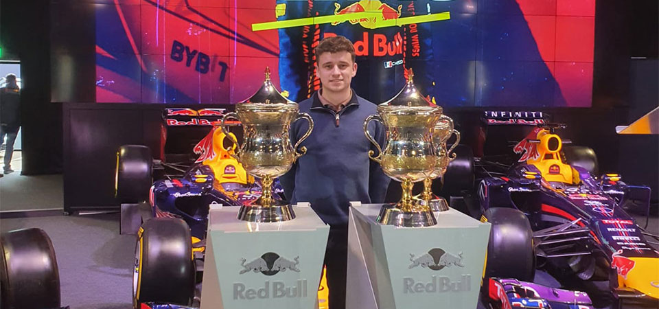 Ollie with 2 trophies