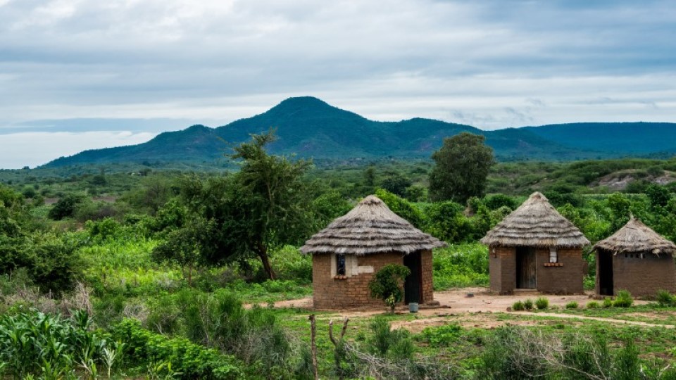 A view of a hut in countryside in Zimbabwe