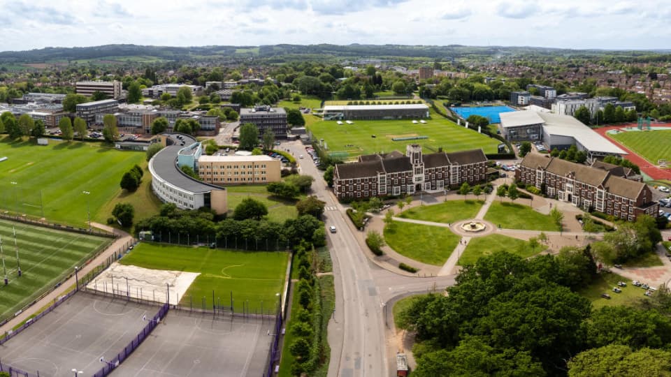 campus drone shot