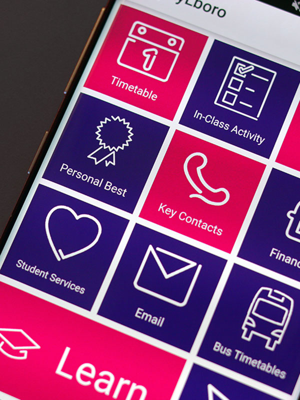Photo of the myLboro app running on a smartphones