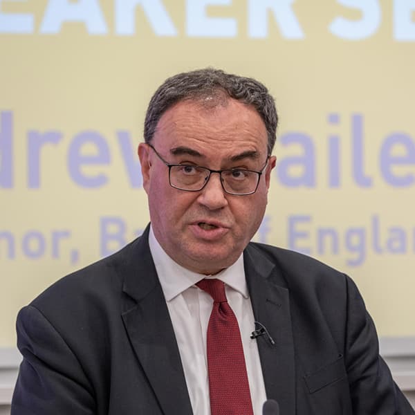 Andrew Bailey delivering a speech